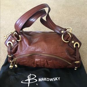All imported leather brown colored handbag.